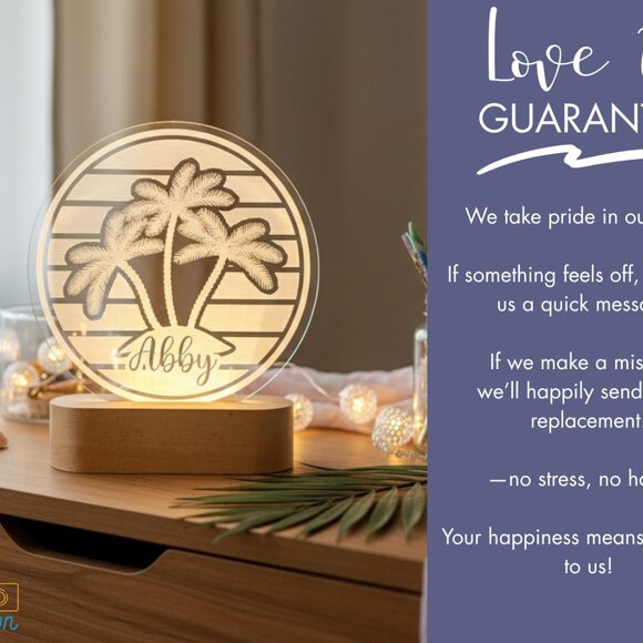 Palm Tree LED Lamp | Personalized Light-Up Name Sign for Beach & Island Lovers - Picture 6 of 8